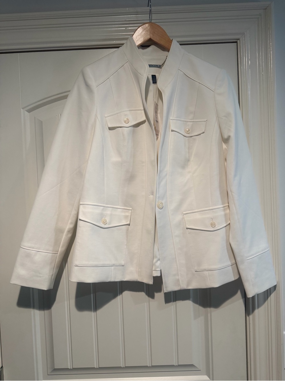 White House Black Market White Military-Style Blazer size 12